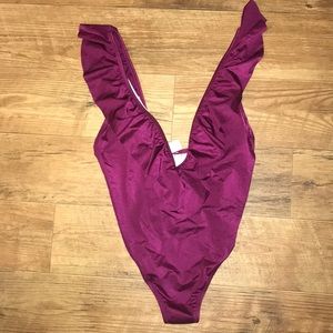 One piece ruffle and shine pink swim!!